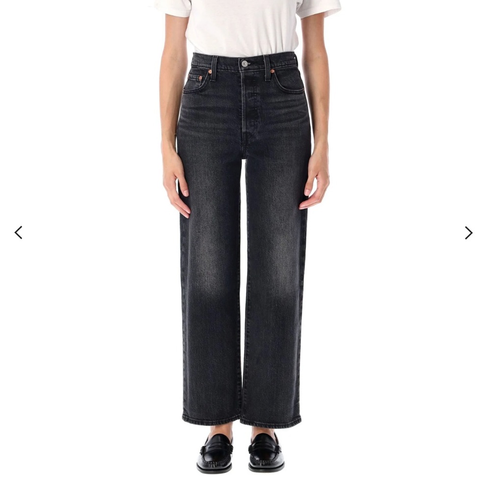 Levi's Ribcage Straight Ankle Jeans - washed black, size 27